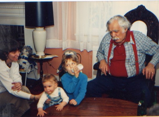 Grandpa Alex, my brother Zach, my mother and me in new Jersey. 